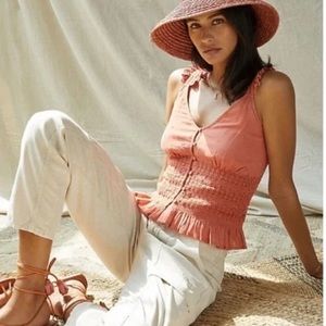 NWT Anthropologie - Forever That Girl - Smocked Embroidered Cami